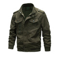 Men's Washed Cotton Military Jacket - Rugged and Casual