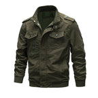 Men's Washed Cotton Military Jacket - Rugged and Casual