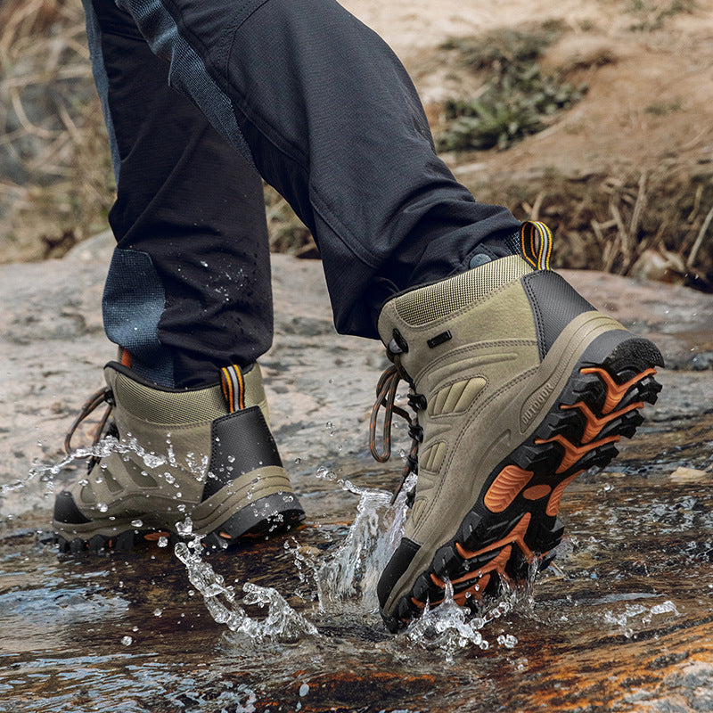 Unisex High-Top Waterproof Hiking Shoes – Anti-Slip Sole