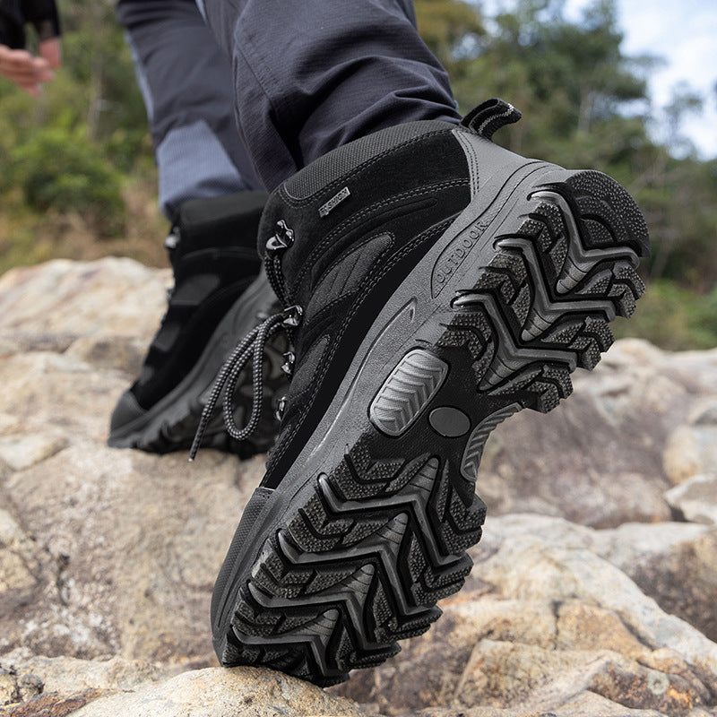Unisex High-Top Waterproof Hiking Shoes – Anti-Slip Sole