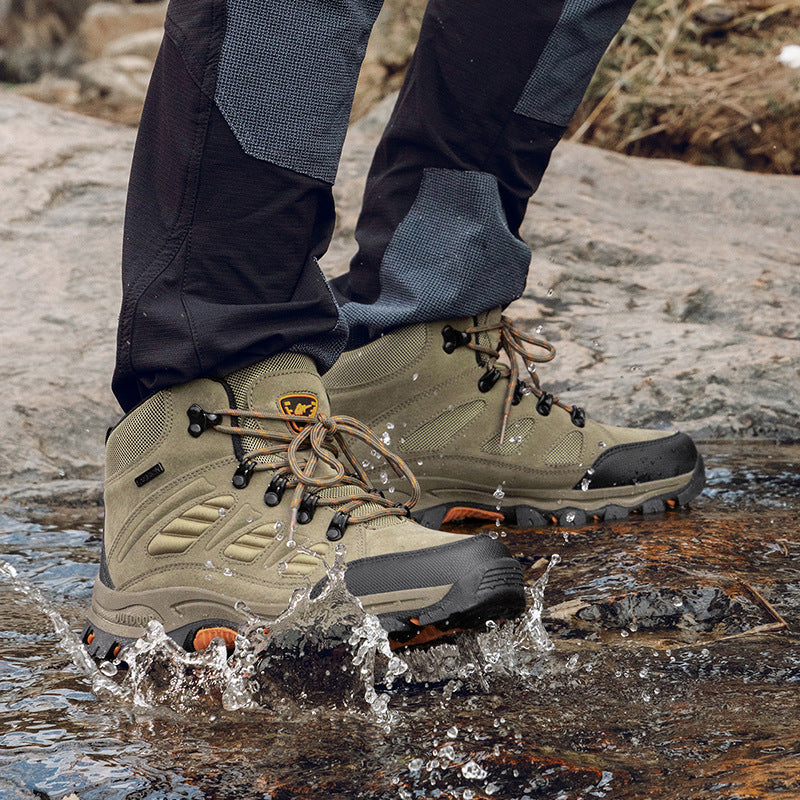 Unisex High-Top Waterproof Hiking Shoes – Anti-Slip Sole