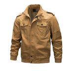Men's Washed Cotton Military Jacket - Rugged and Casual