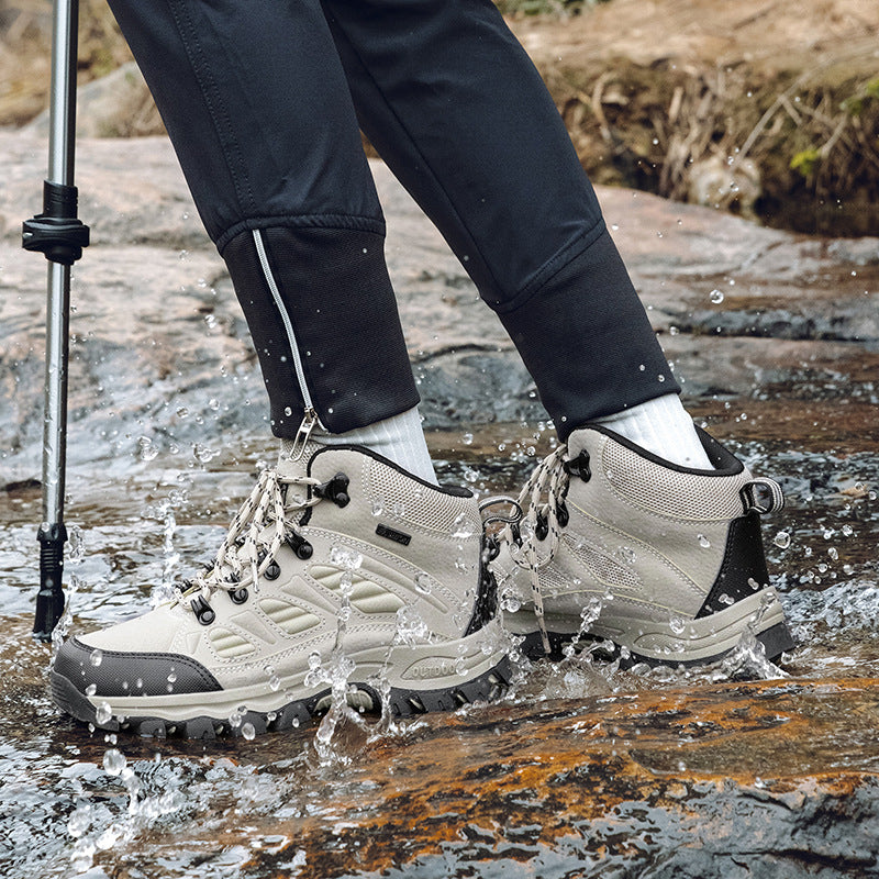 Unisex High-Top Waterproof Hiking Shoes – Anti-Slip Sole