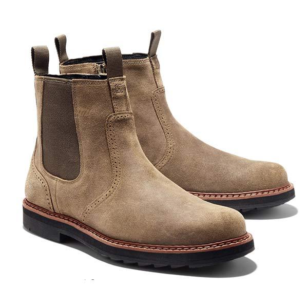 Men's Chelsea Boots – Classic Faux Leather Pull-On Dress Boots with Elastic Side Panel
