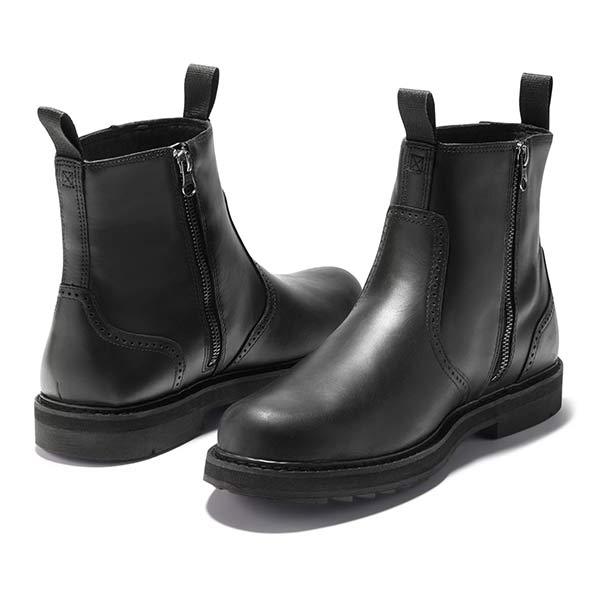 Men's Chelsea Boots – Classic Faux Leather Pull-On Dress Boots with Elastic Side Panel