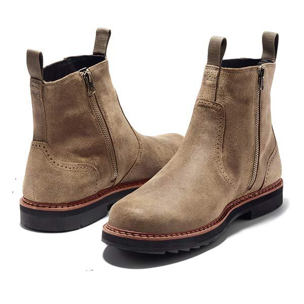 Men's Chelsea Boots – Classic Faux Leather Pull-On Dress Boots with Elastic Side Panel