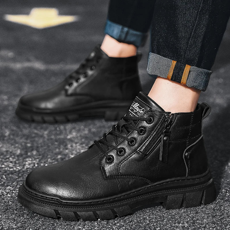 Men's Chelsea Leather Boots – Wide Fit Retro Outdoor Style