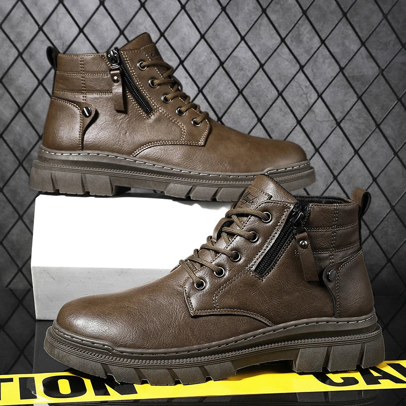 Men's Chelsea Leather Boots – Wide Fit Retro Outdoor Style