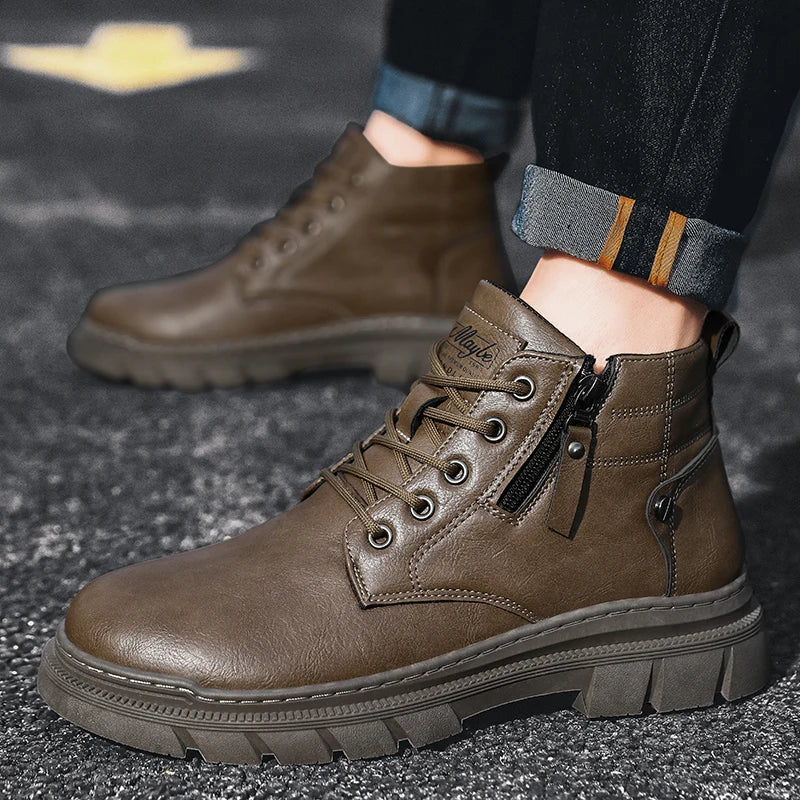 Men's Chelsea Leather Boots – Wide Fit Retro Outdoor Style