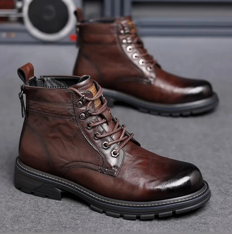 Men's Leather Ranger Boots – Durable Outdoor Ankle Footwear