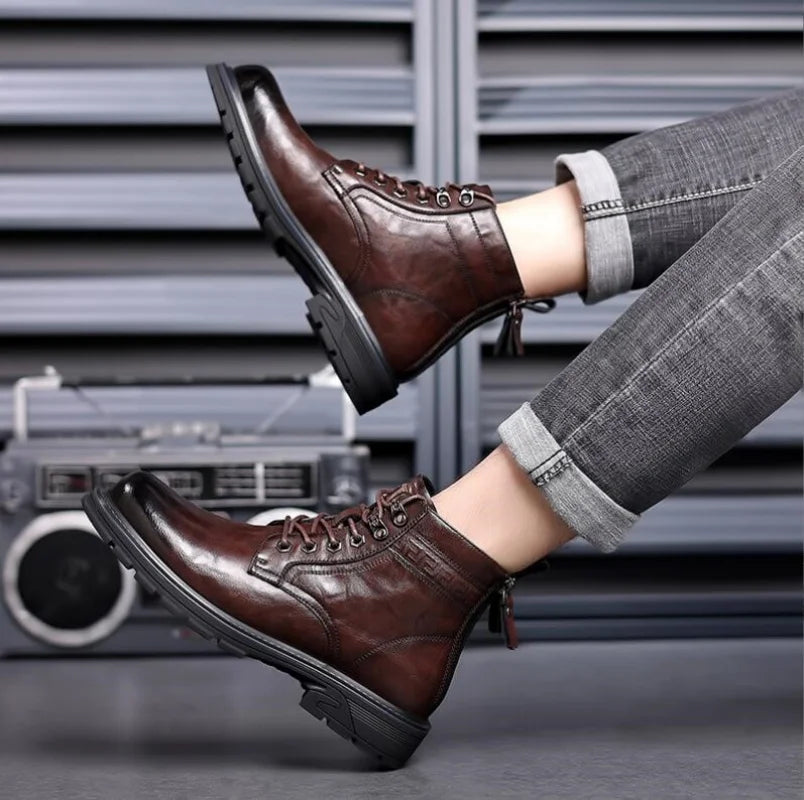 Men's Leather Ranger Boots – Durable Outdoor Ankle Footwear