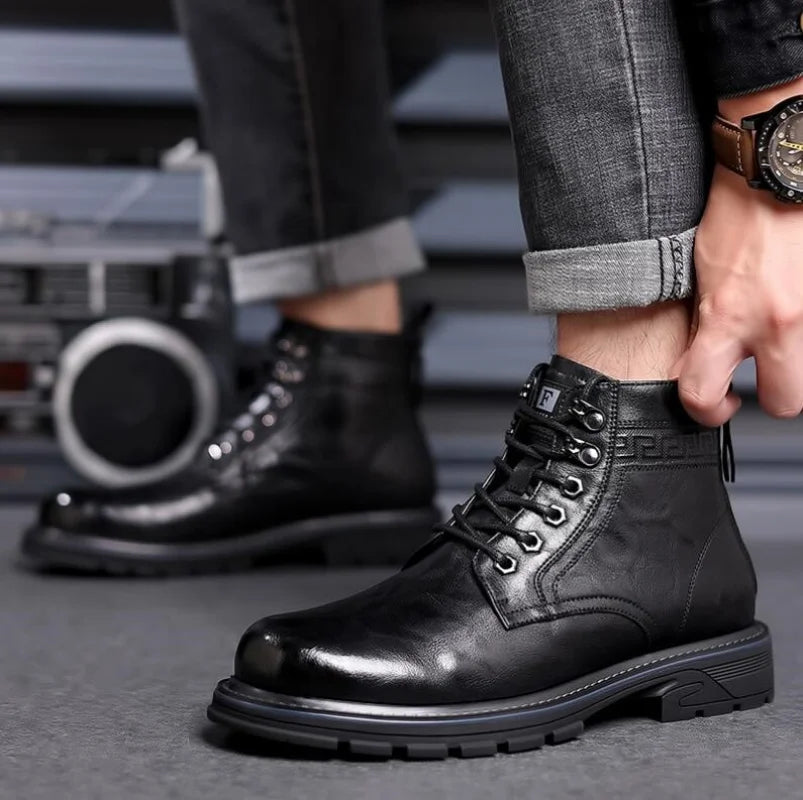 Men's Leather Ranger Boots – Durable Outdoor Ankle Footwear