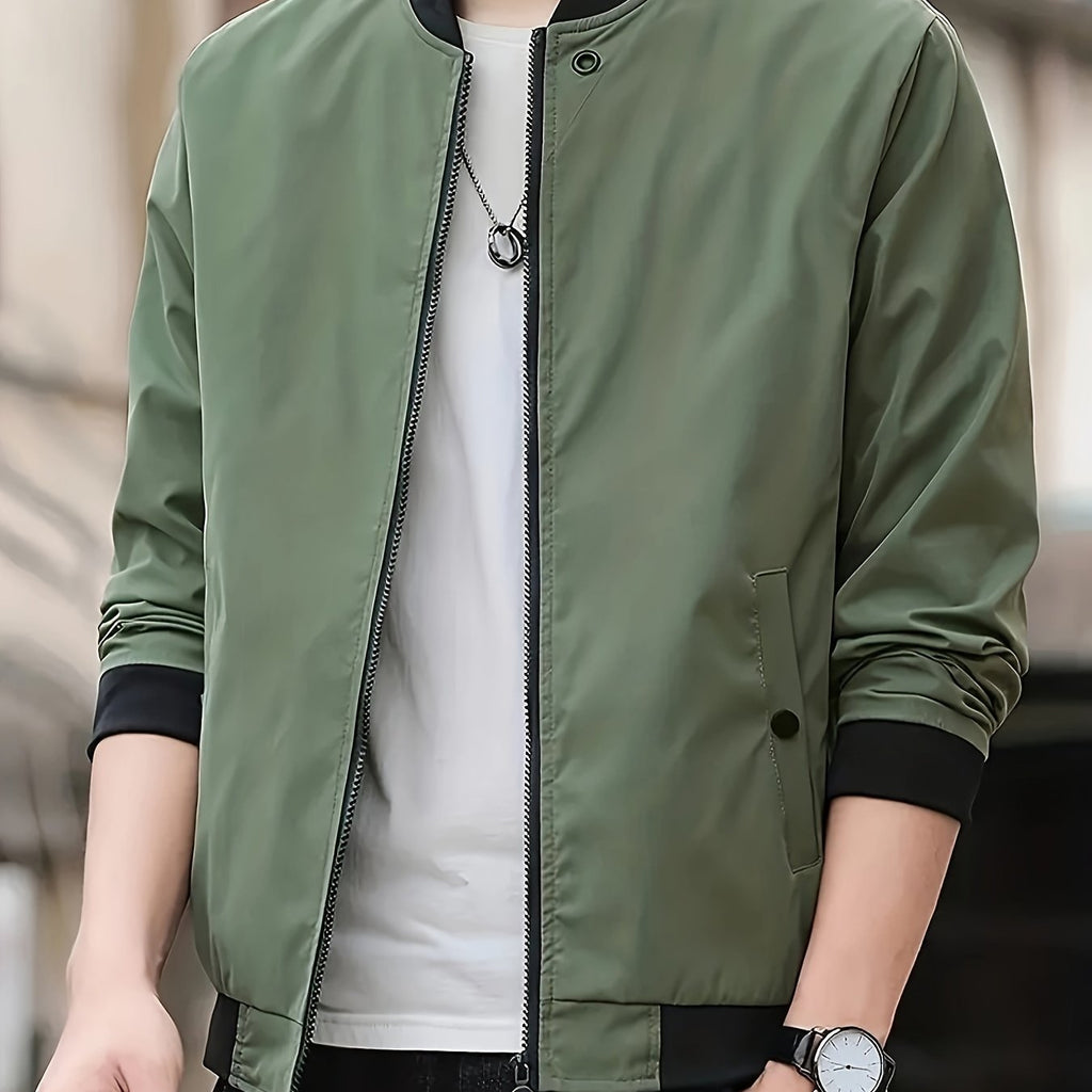 Men's Lightweight Summer Jacket – Stand Collar Zip-Up Casual