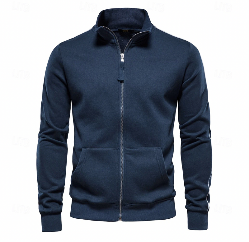 Men's Lightweight Winter Jacket – Zip-Up Stand Collar Slim Fit