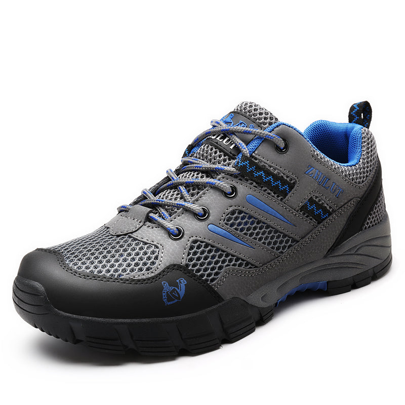 Men's Waterproof Hiking Shoes – Cushioned Sole Trail Walking Shoes with Grip Tread