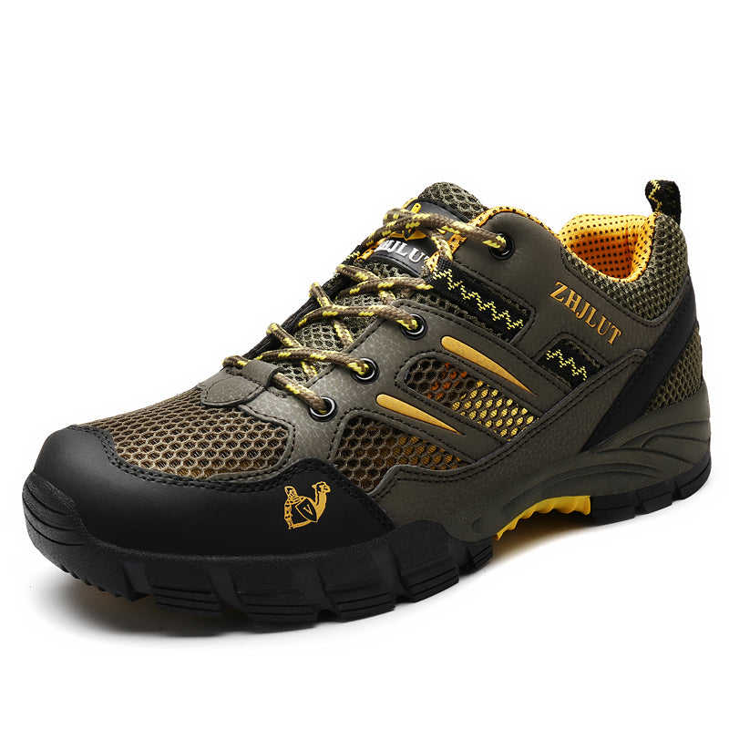 Men's Waterproof Hiking Shoes – Cushioned Sole Trail Walking Shoes with Grip Tread