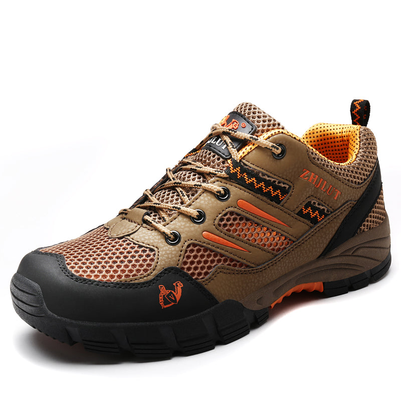 Men's Waterproof Hiking Shoes – Cushioned Sole Trail Walking Shoes with Grip Tread