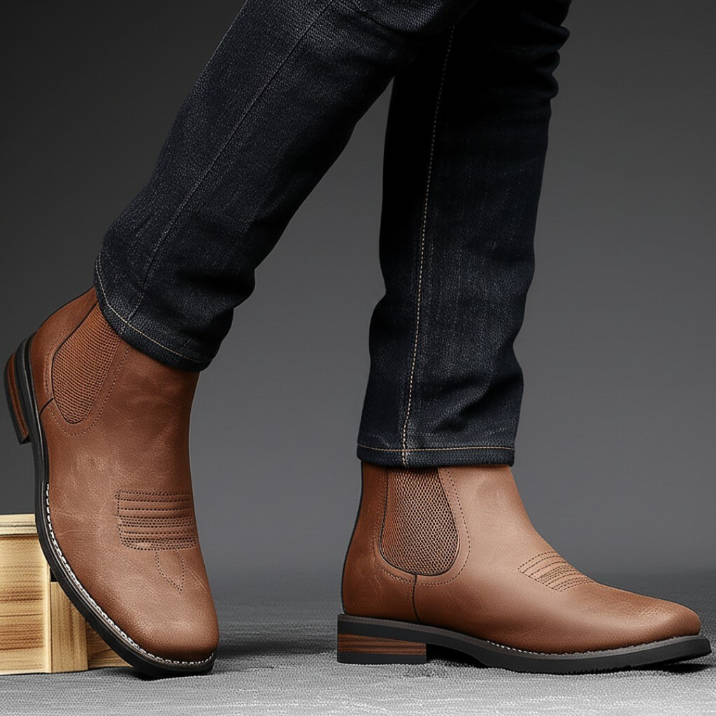 Men's Rugged Leather Boots – Durable Everyday Outdoor Footwear