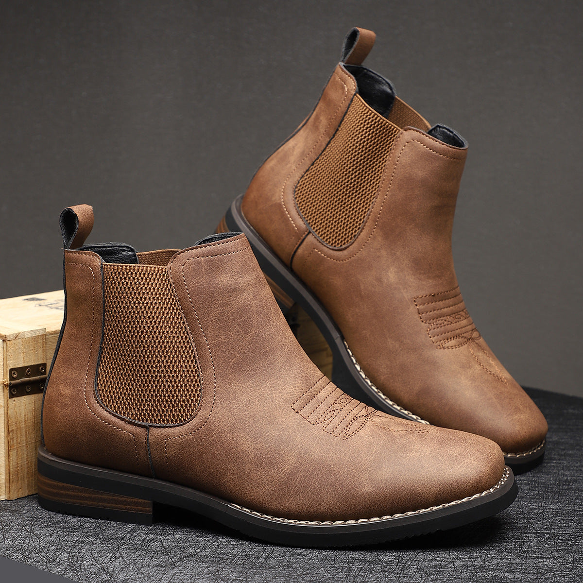 Men's Rugged Leather Boots – Durable Everyday Outdoor Footwear