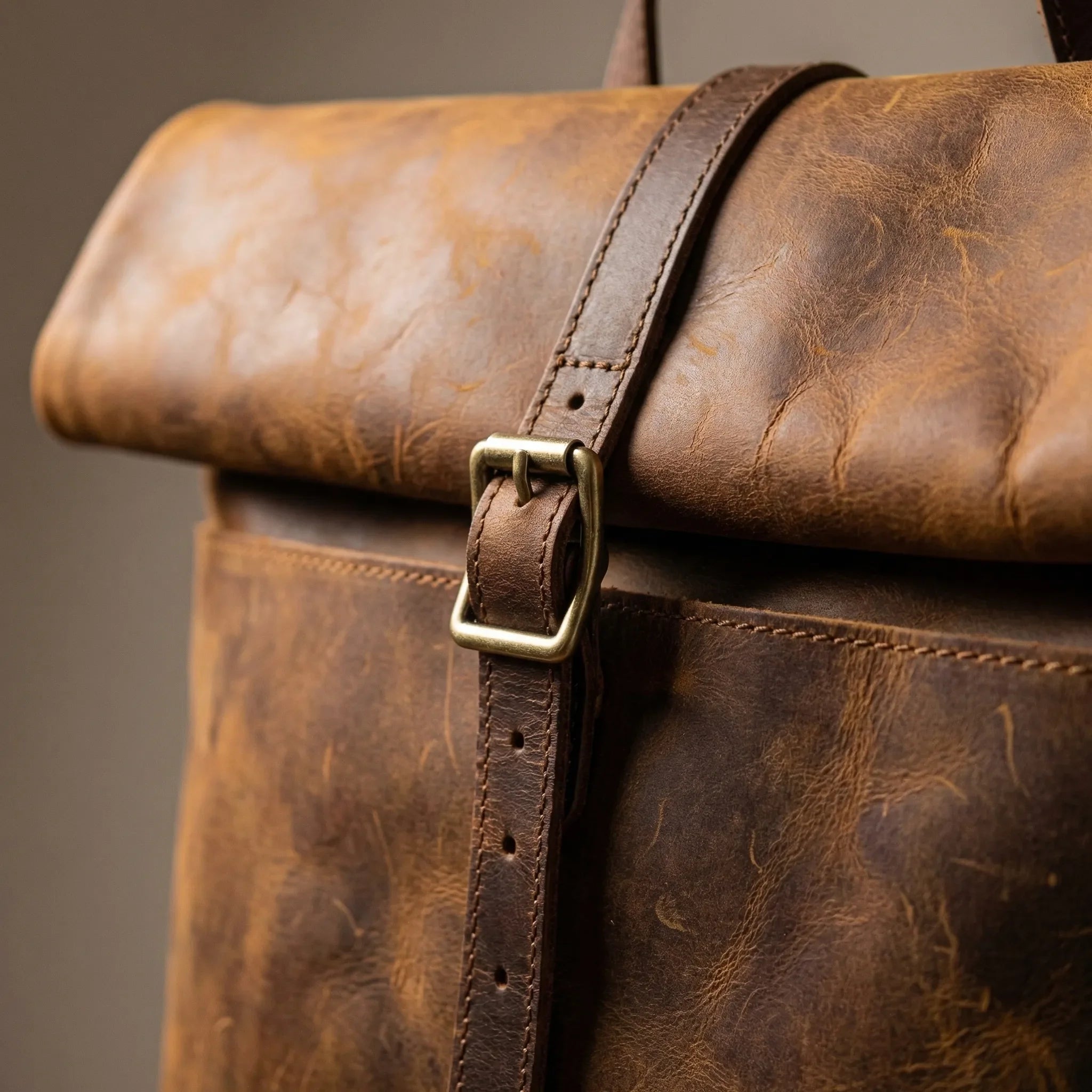 Vintage Roll-Top Structured Backpack – Durable Weatherproof Everyday Carry