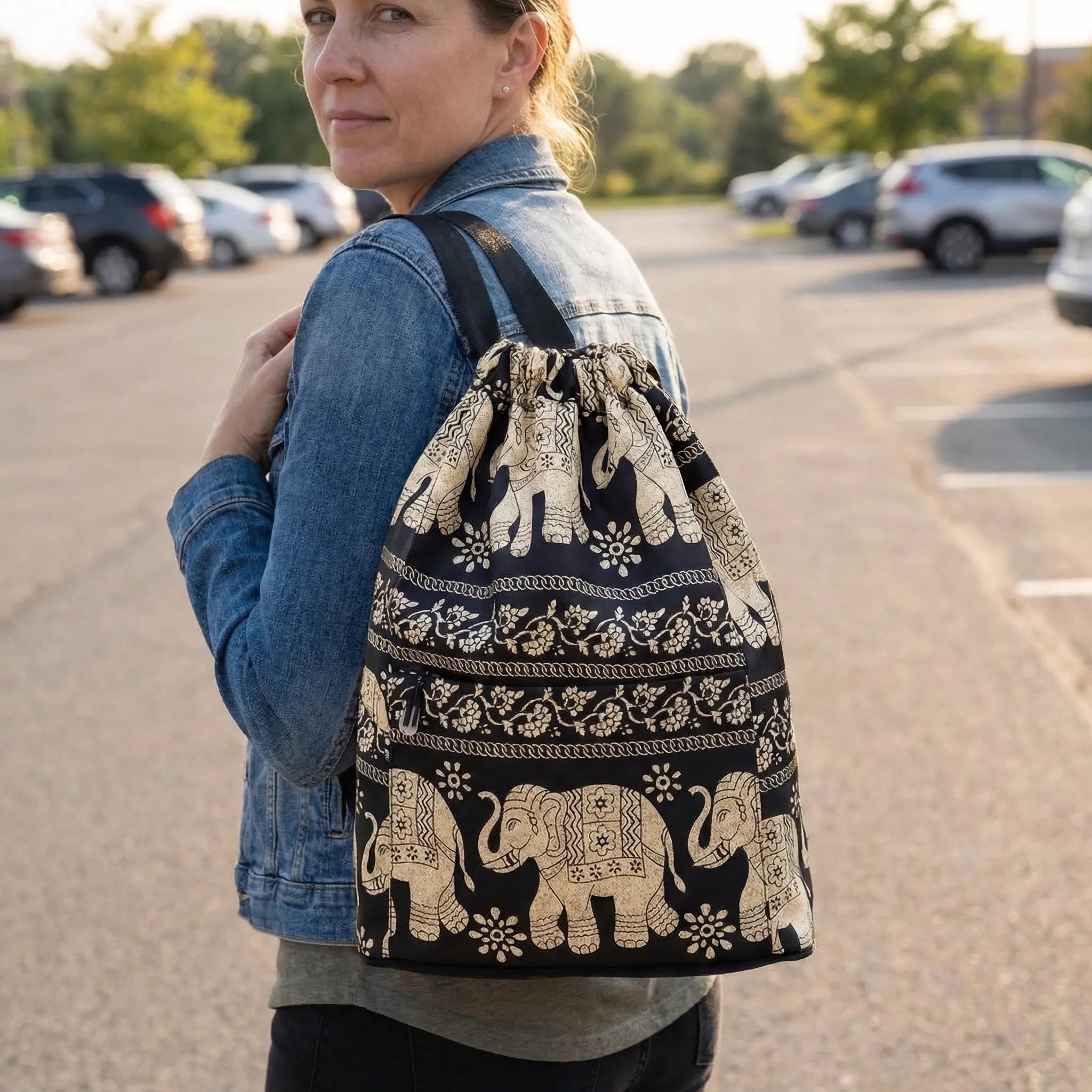 Foldable Drawstring Travel Backpack – Packable Lightweight Fun Design