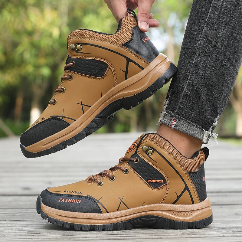Men's Waterproof Retro Hiking Boots – Anti-Slip Breathable Outdoor Work Shoes