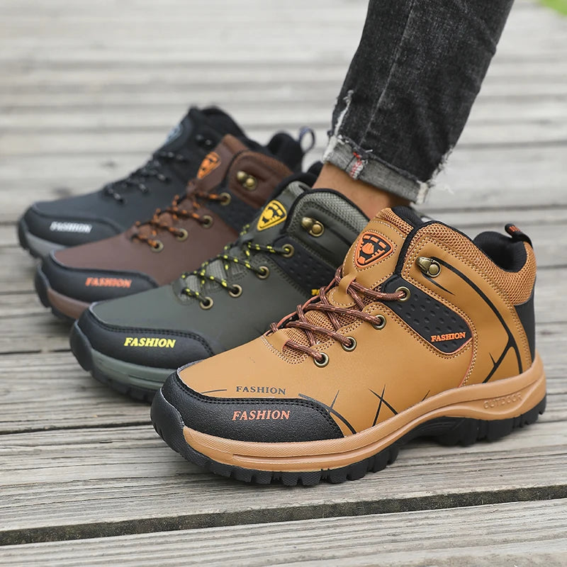 Men's Waterproof Retro Hiking Boots – Anti-Slip Breathable Outdoor Work Shoes