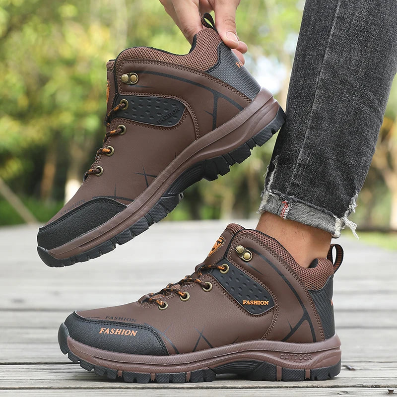 Men's Waterproof Retro Hiking Boots – Anti-Slip Breathable Outdoor Work Shoes