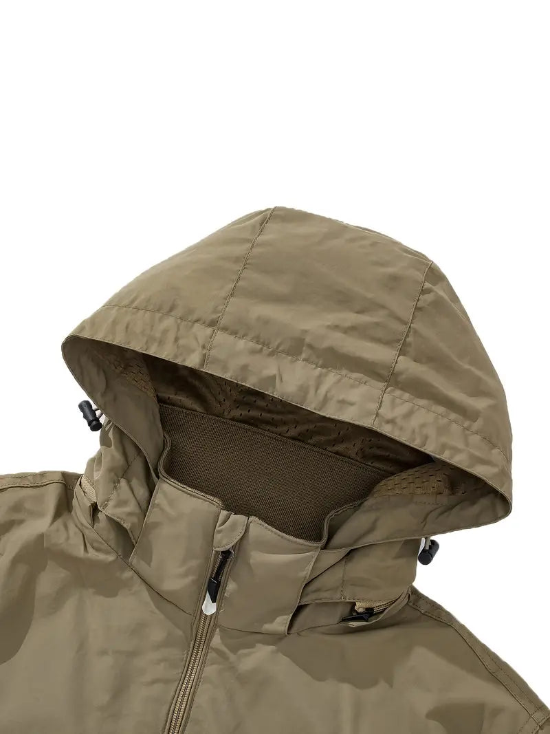Men's Waterproof Windproof Outdoor Jacket – Lightweight Packable Rain Shell
