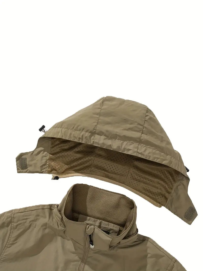 Men's Waterproof Windproof Outdoor Jacket – Lightweight Packable Rain Shell
