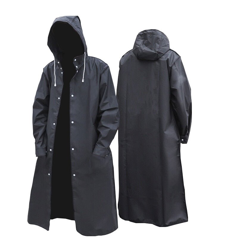 Waterproof Long Raincoat – Unisex with Hood Windproof Outdoor Jacket