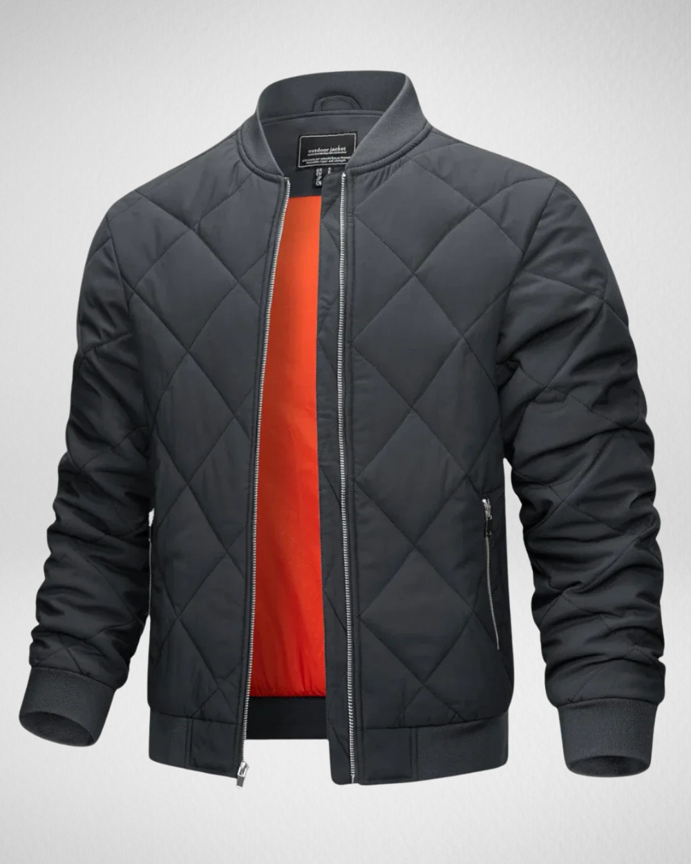 Men's Quilted Bomber Jacket - Warm and Sporty